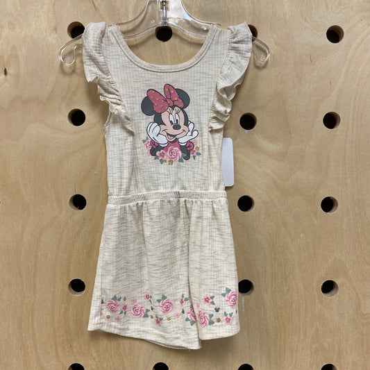 Cream Rib Minnie Floral Romper