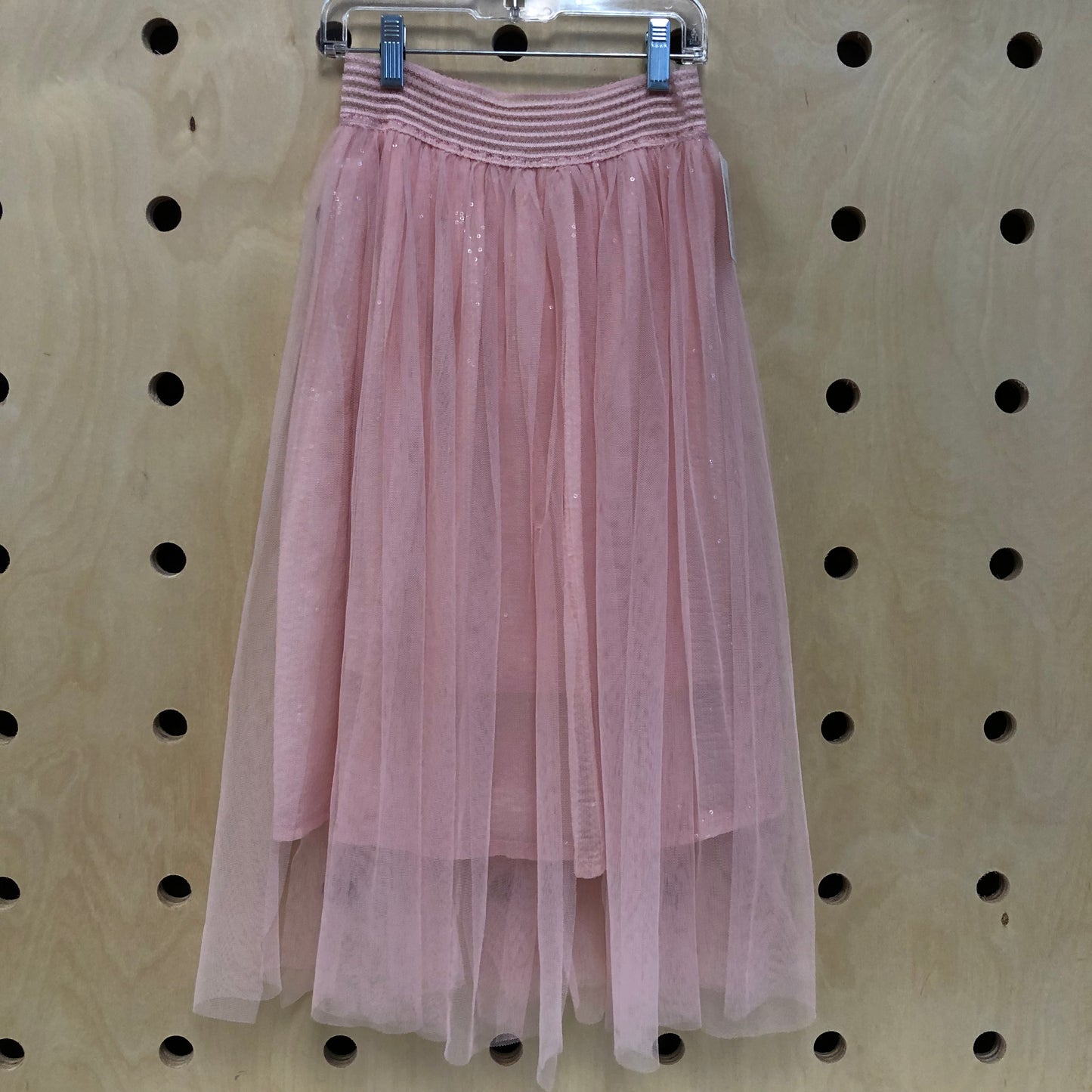 Pink Sequin + Tulle Maxi Skirt