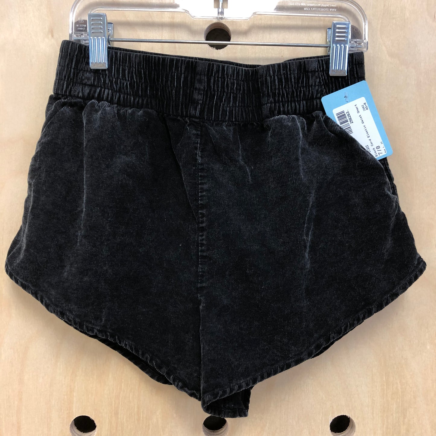 Black Cord Elastic Waist Short