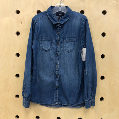 Denim Button Up Tunic Shirt