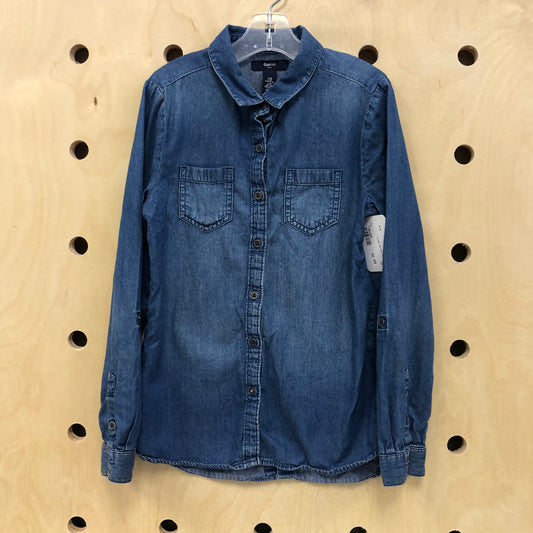Denim Button Up Tunic Shirt