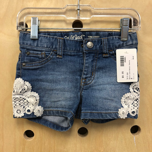 Denim Lace Detail Shorts