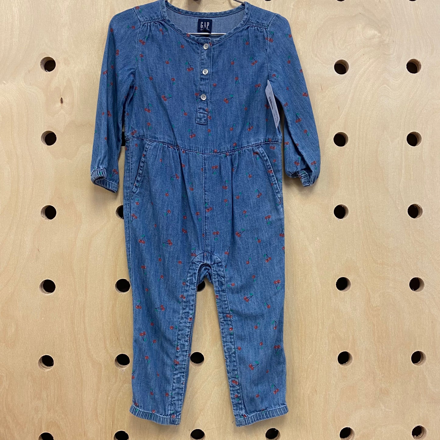 Denim Cherries Romper