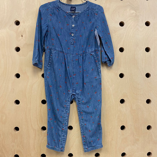 Denim Cherries Romper