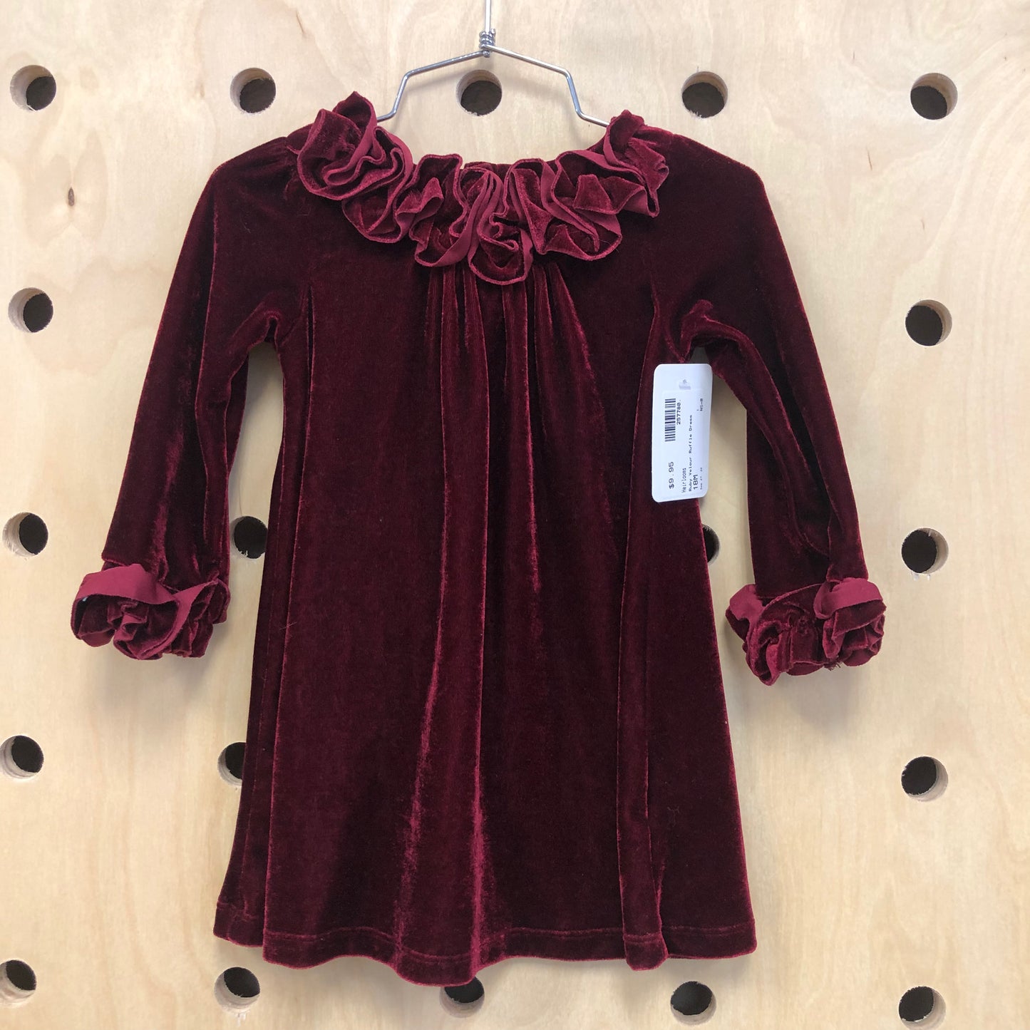 Ruby Velour Ruffle Dress