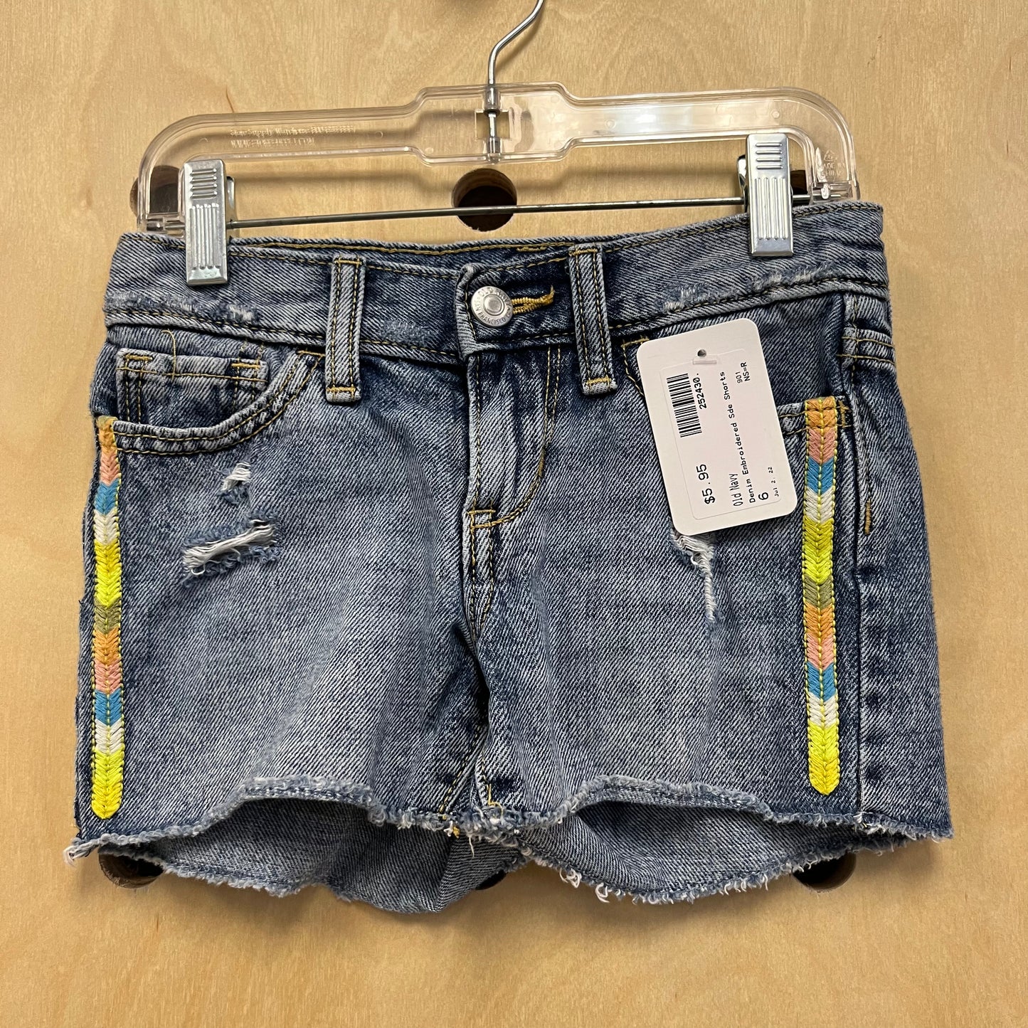 Denim Embroidered Side Shorts