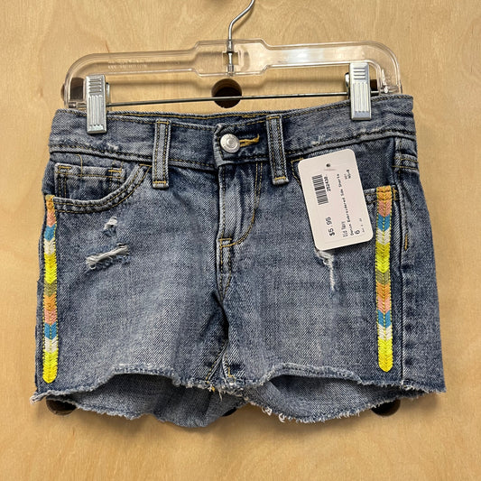 Denim Embroidered Side Shorts