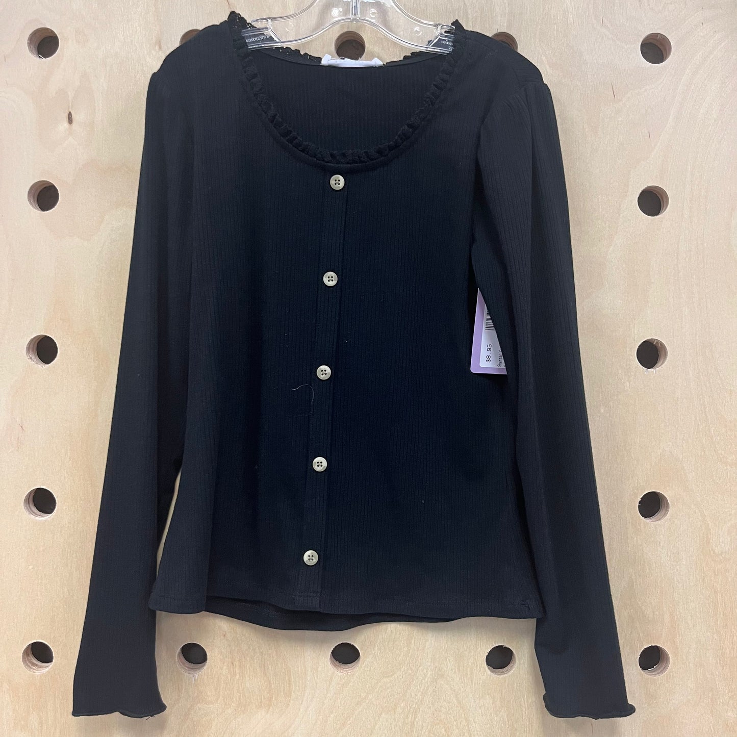 Black Ribbed Button Top NEW!