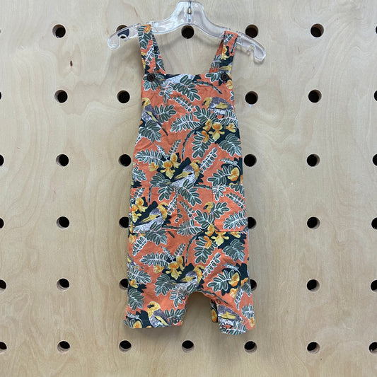 Coral Birds + Floral Romper