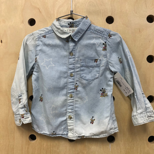 Acid Washed Mickey Button Up