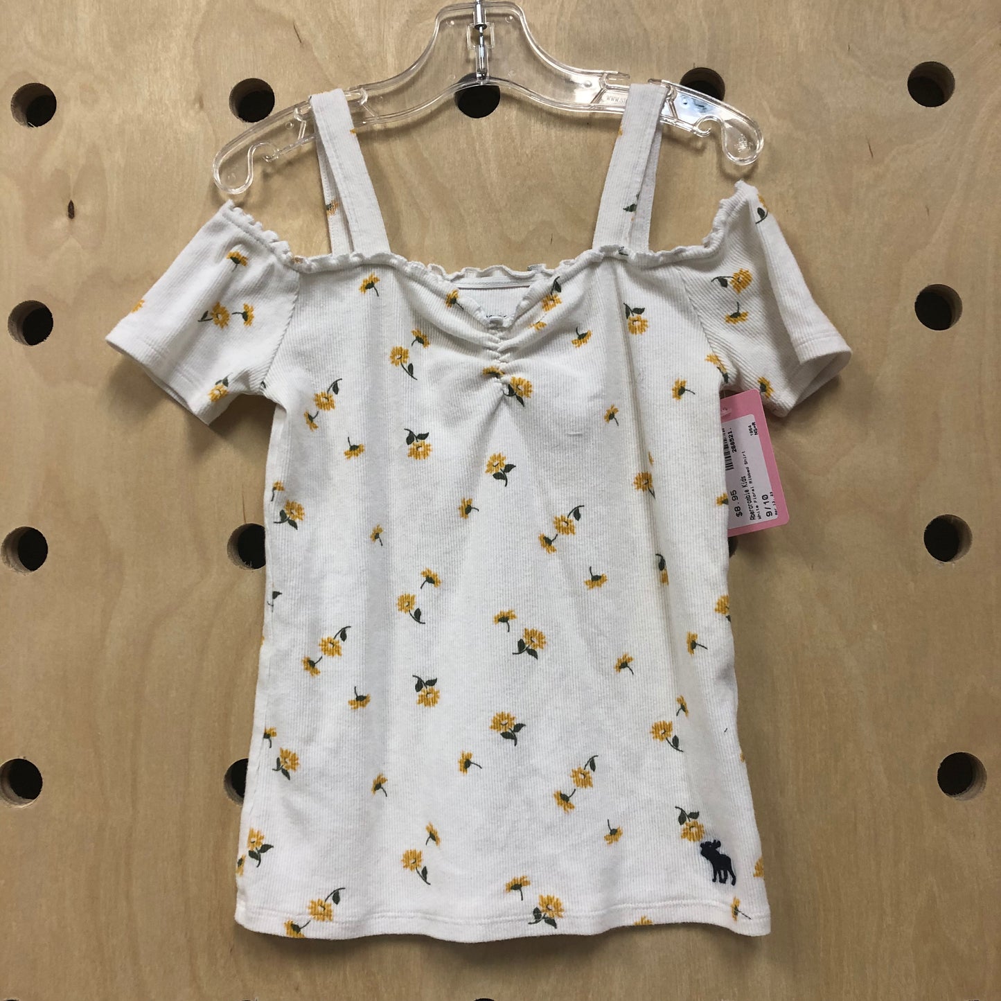 White Floral Ribbed Shirt