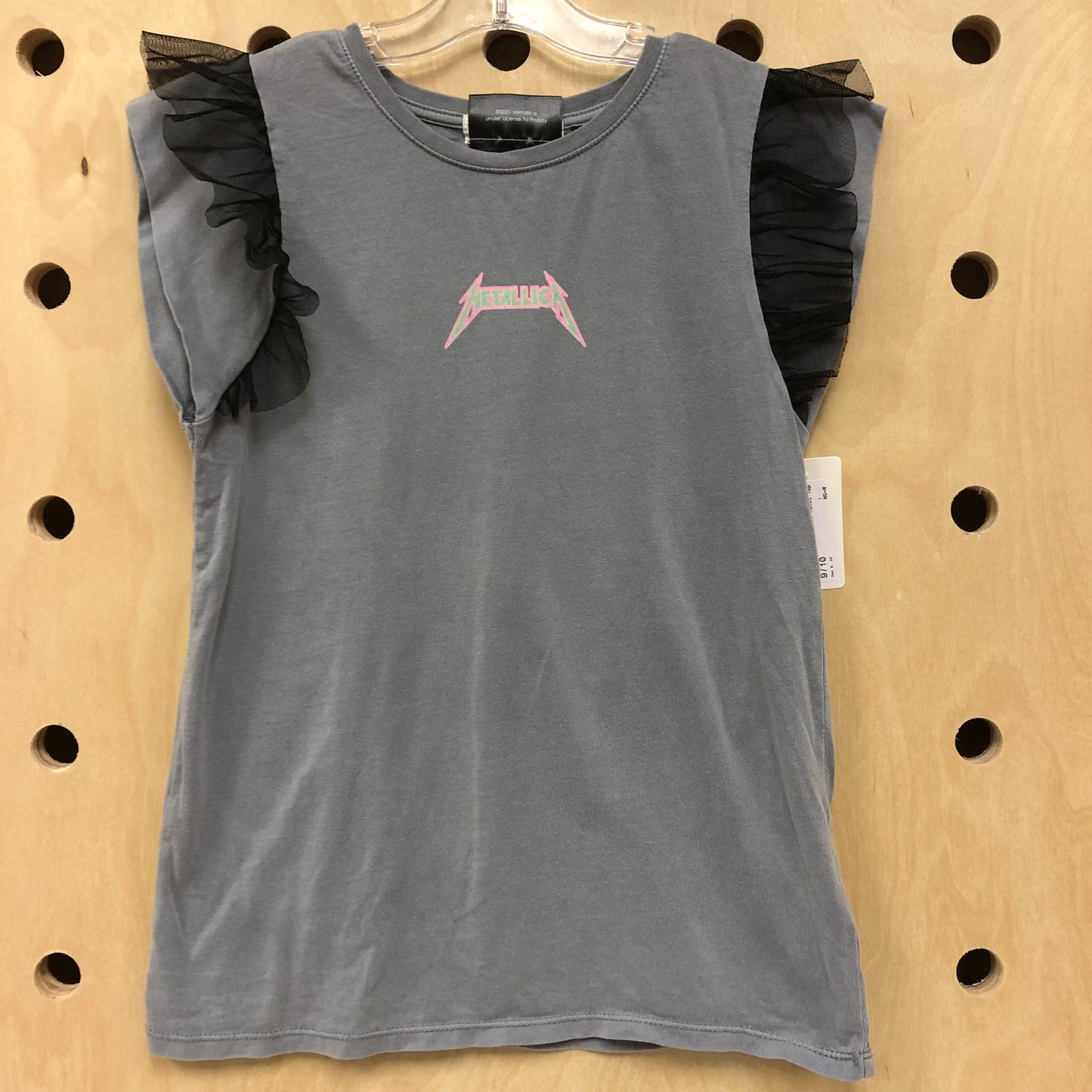 Grey Tulle Metallica Tunic Top