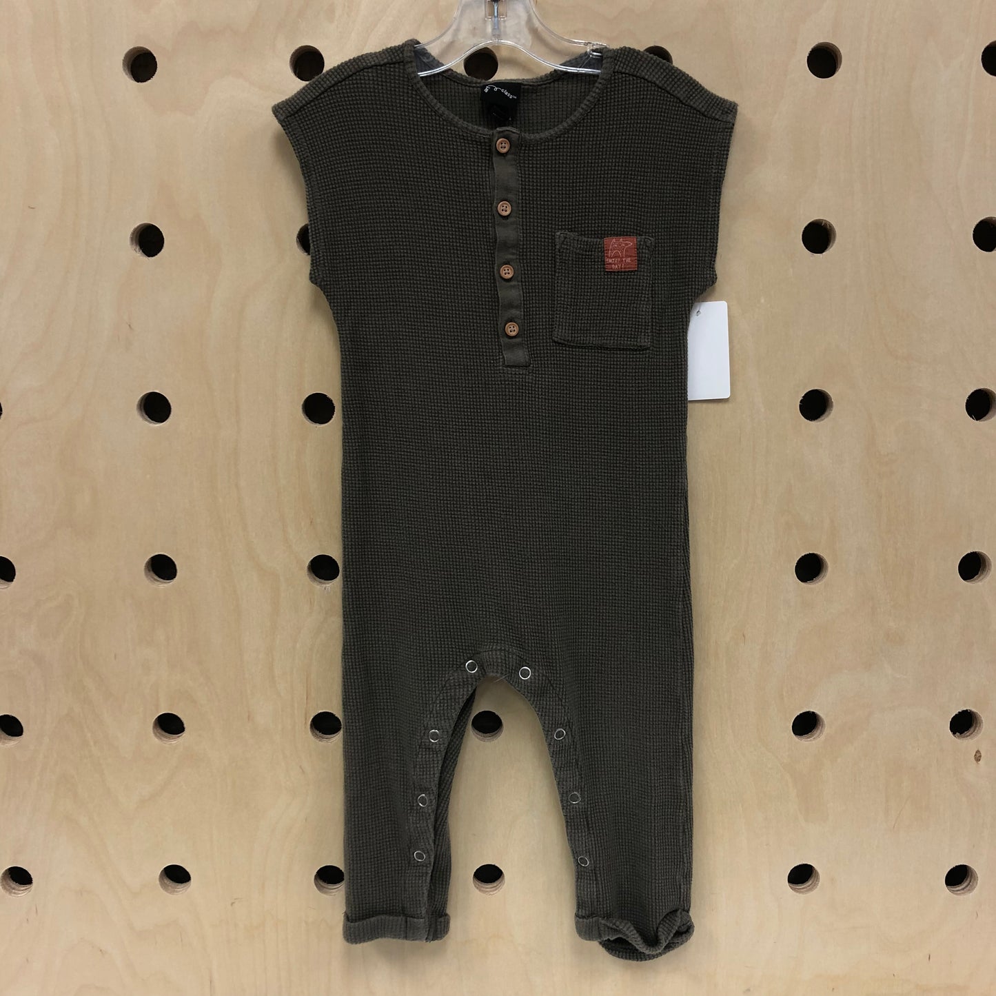 Olive Waffle Knit Romper