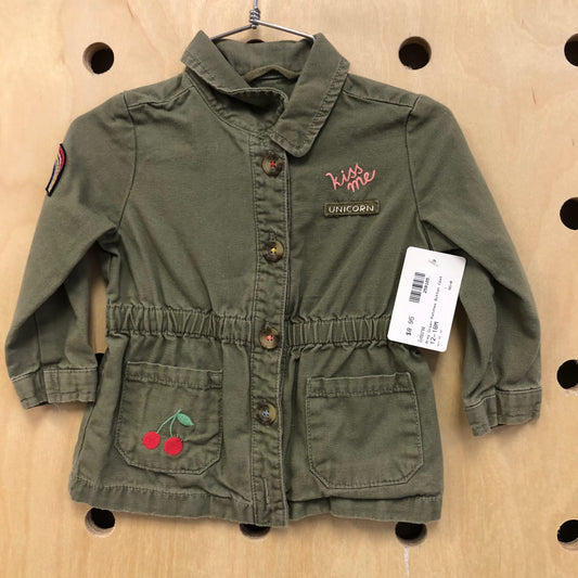 Army Green Patches Button Coat