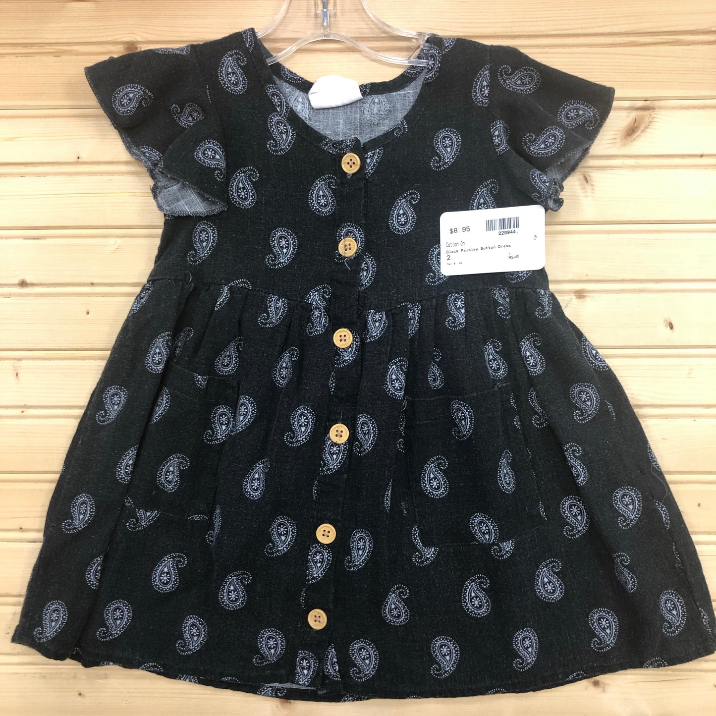 Black Paisley Button Dress