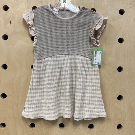Beige & Grey Textured Dress