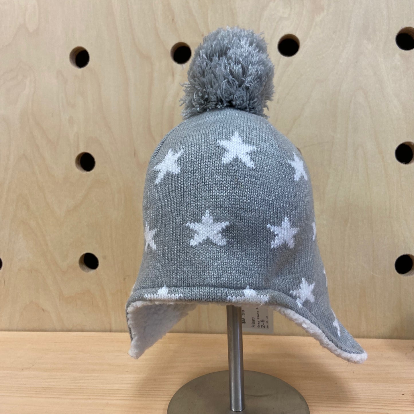Grey Stars Pom Pom Beanie