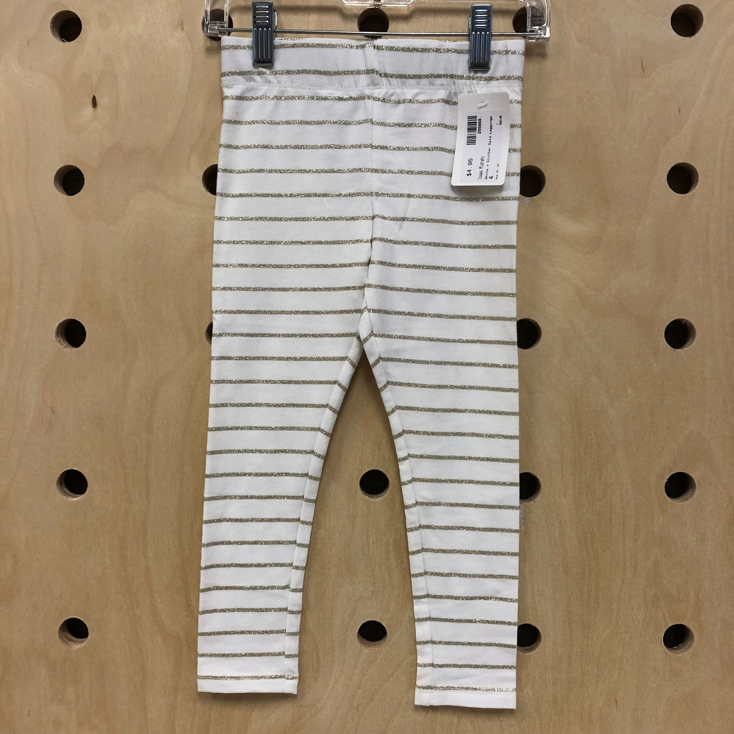 White + Glitter Gold Leggings