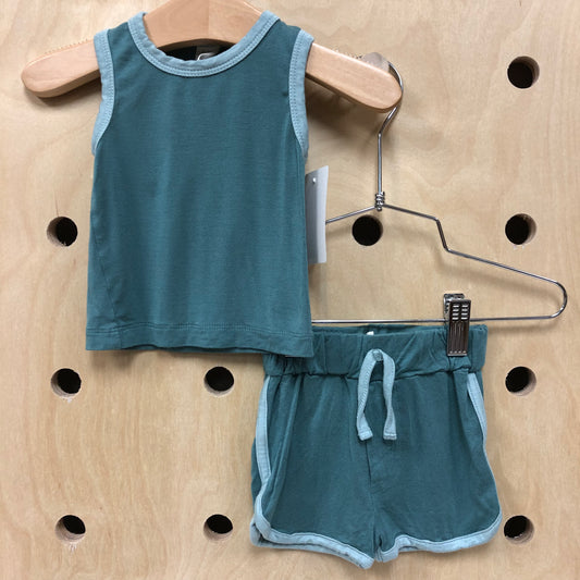Blue Bamboo Tank + Shorties