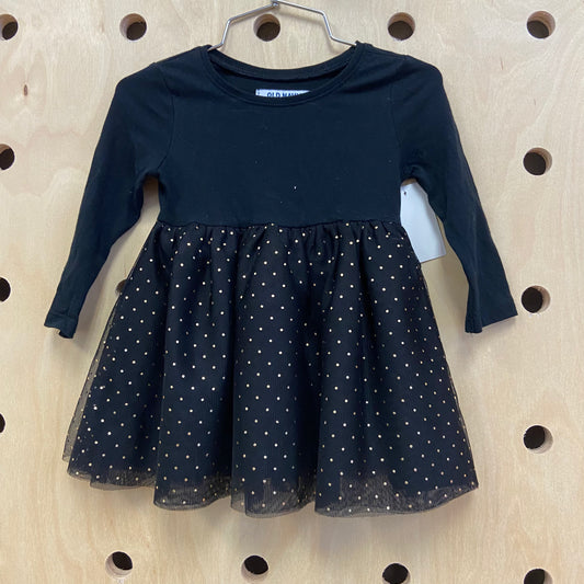 Black + Gold Polkadot Dress