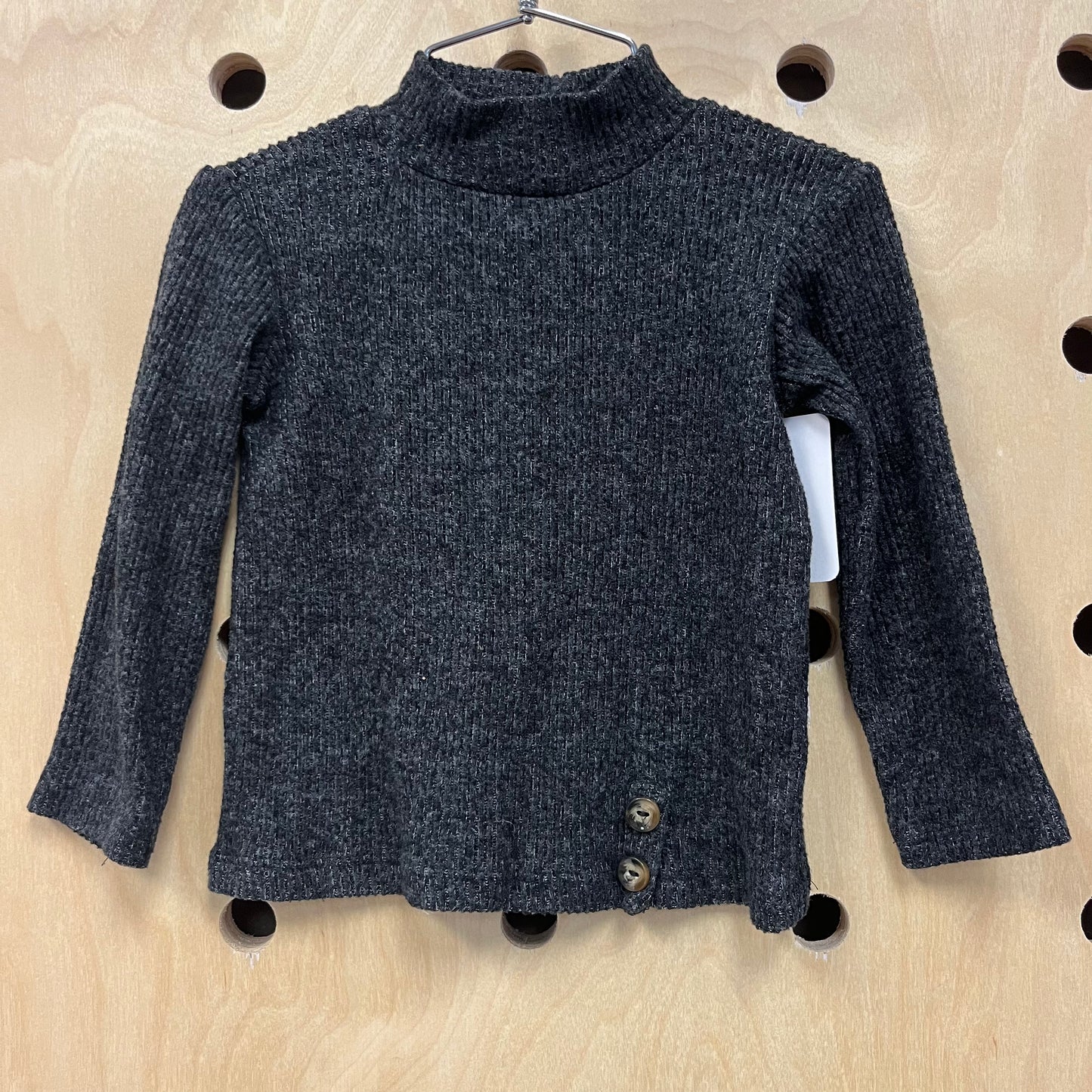 Grey Ribbed Mock Turtleneck