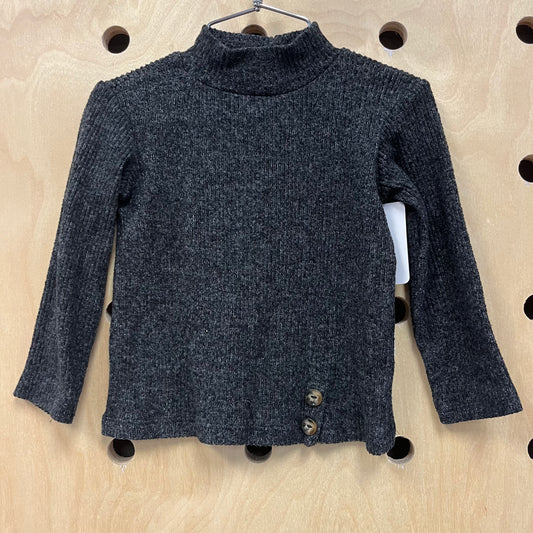 Grey Ribbed Mock Turtleneck