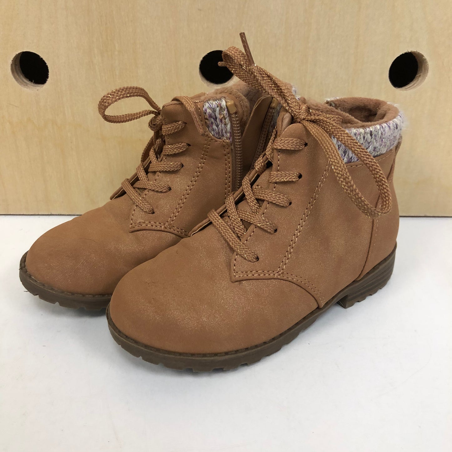 Brown Ankle Boots w/ Knit Detail