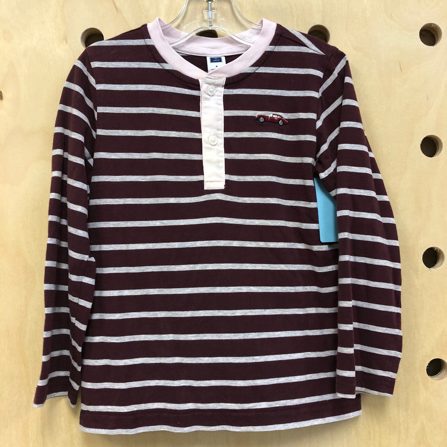 Burgundy Striped Henley