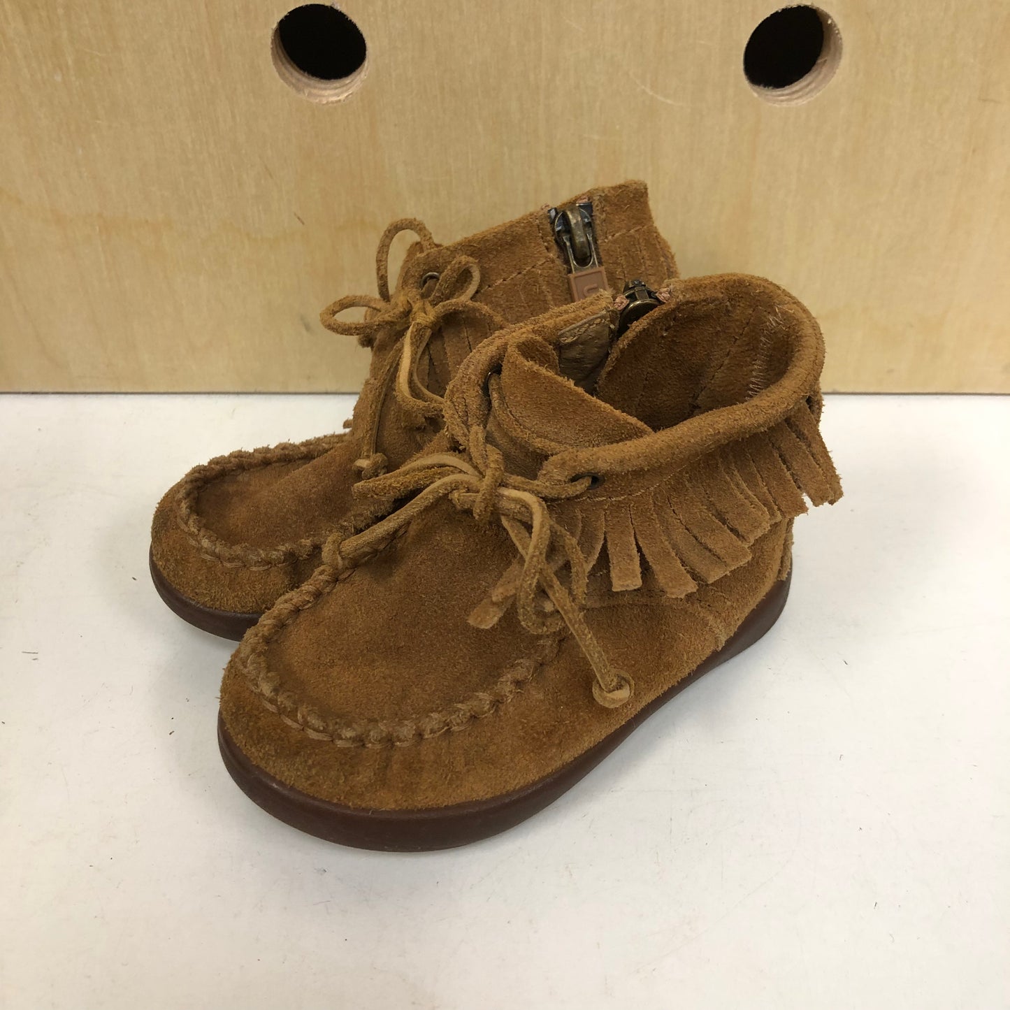 Grey Fringe Hard Sole Moccs