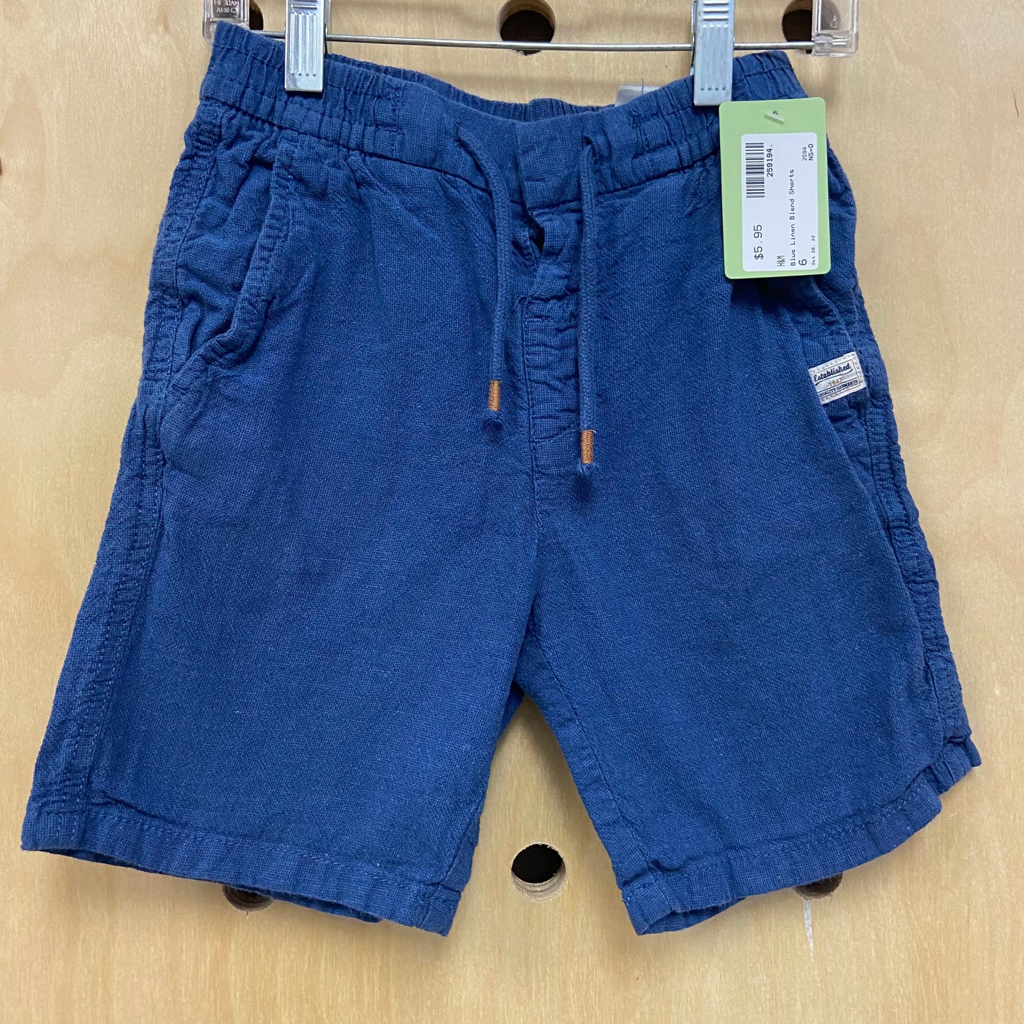 Blue Linen Blend Shorts
