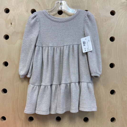 Cream Waffle Knit LS Dress
