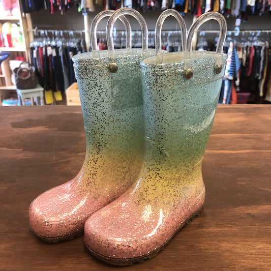 Rainbow Glitter Rain Boots
