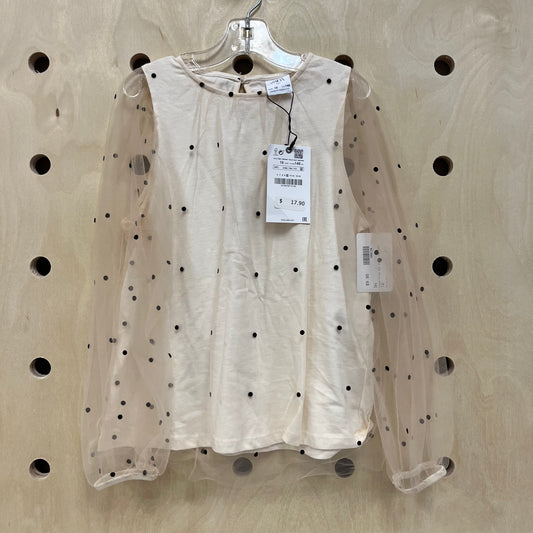 Cream Polka Dot Sheer Top NEW!