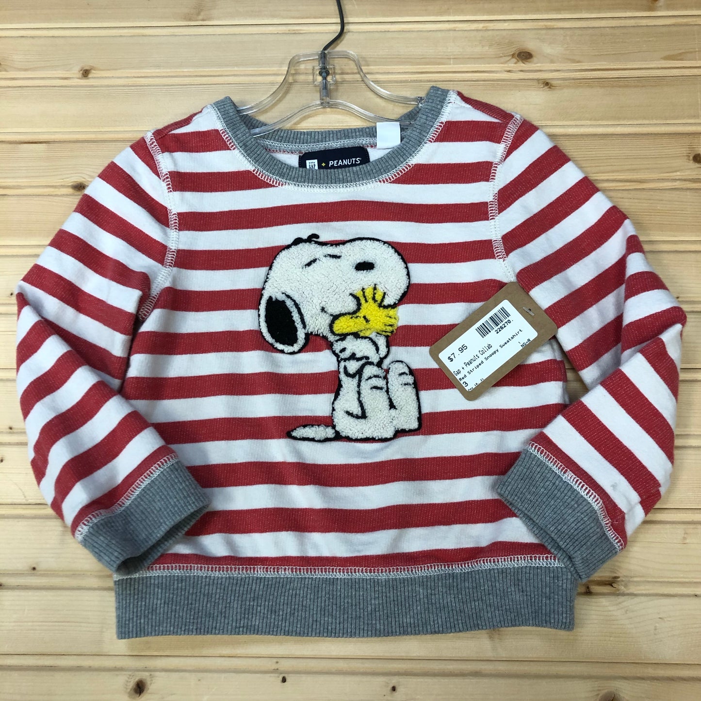 Red Striped Snoopy Sweatshirt