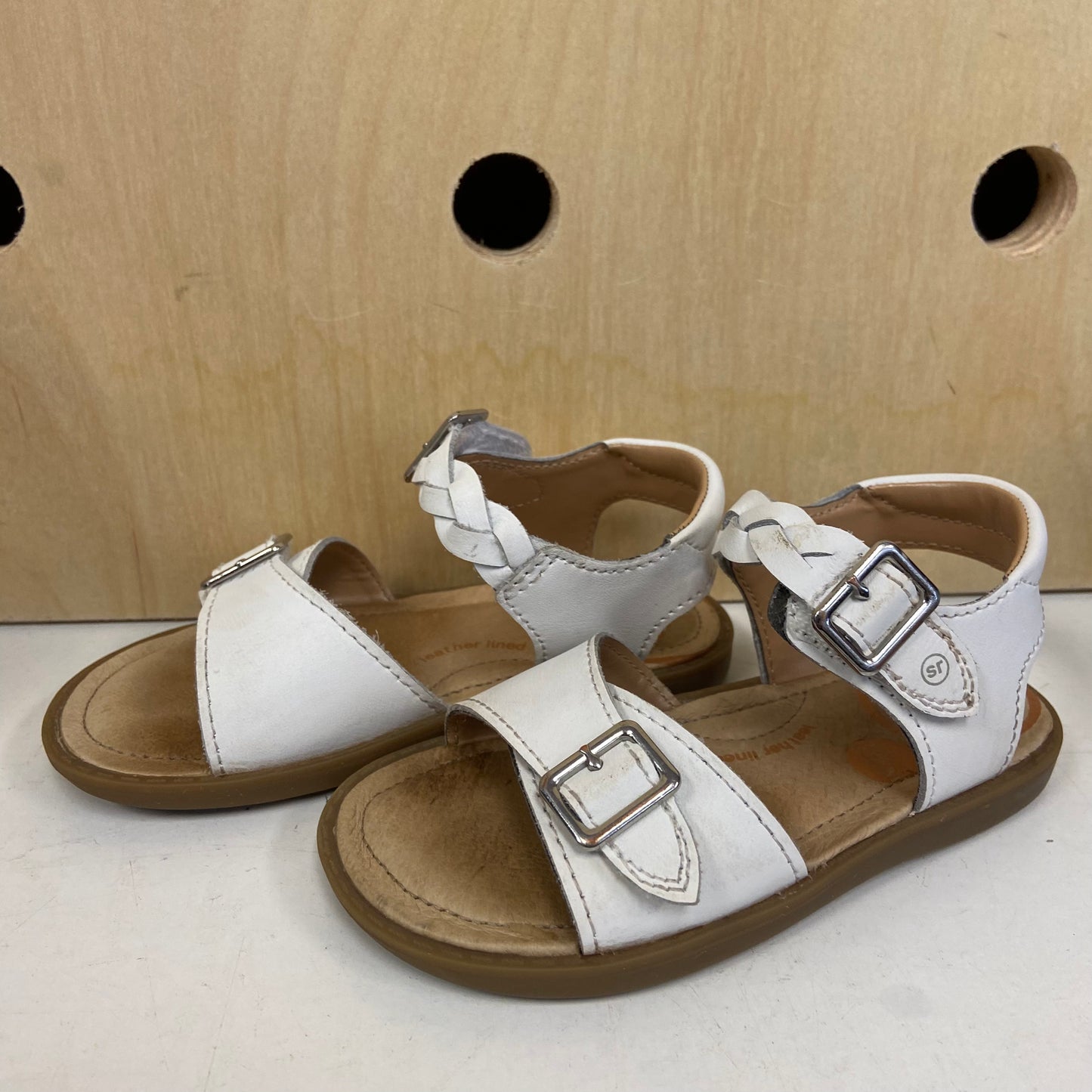 White Velcro Braided Sandals