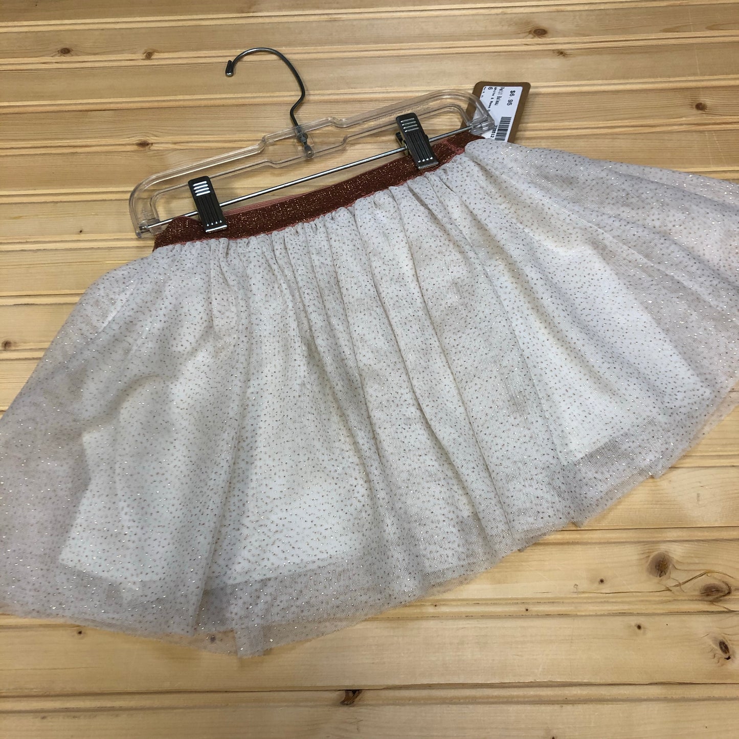 White & Rose Gold Tulle Skirt