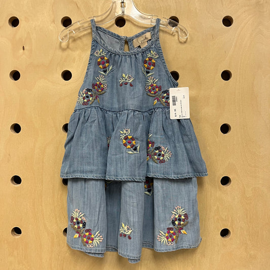 Denim Embroidered Dress