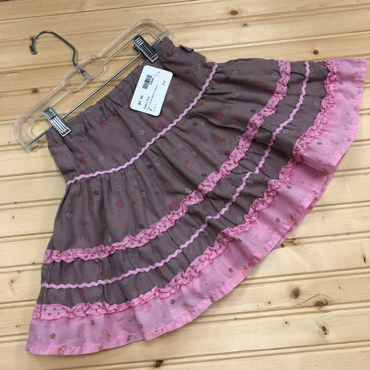 Tan + Pink Ruffle Skirt