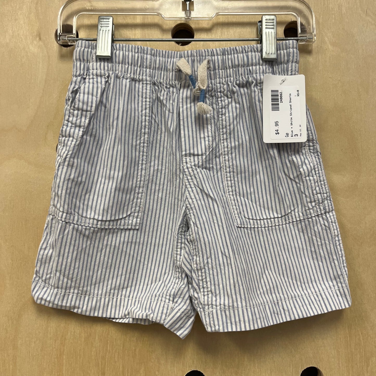 Blue + White Striped Shorts