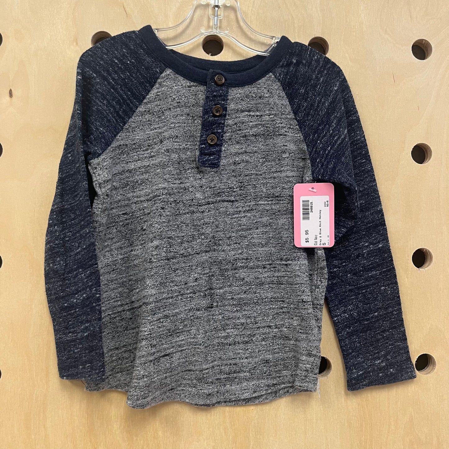 Grey & Blue Knit Henley