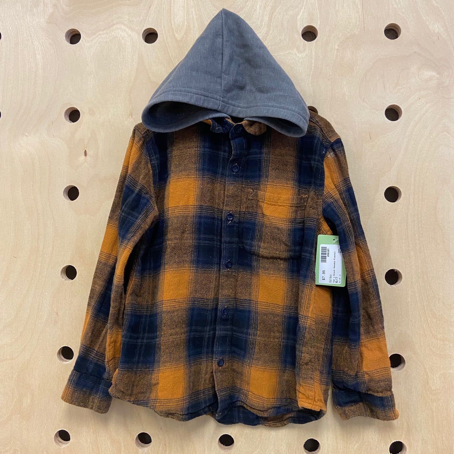 Tan + Black Hooded Flannel