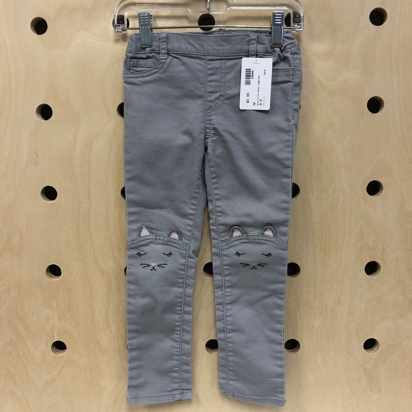 Grey Kitty Knee Jeggings