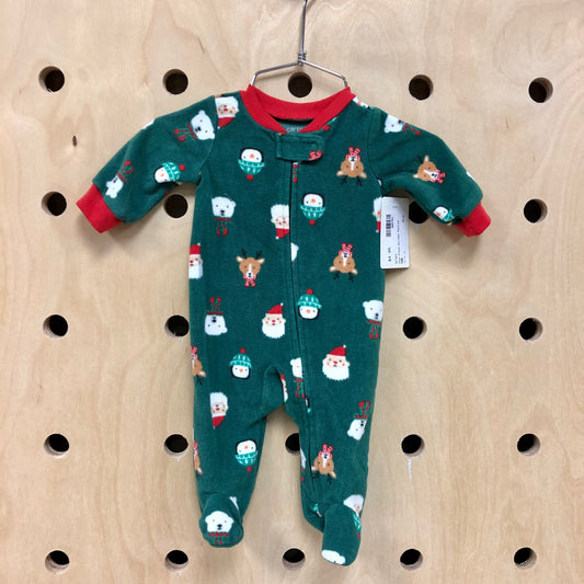 Green Fleece Holiday Footies