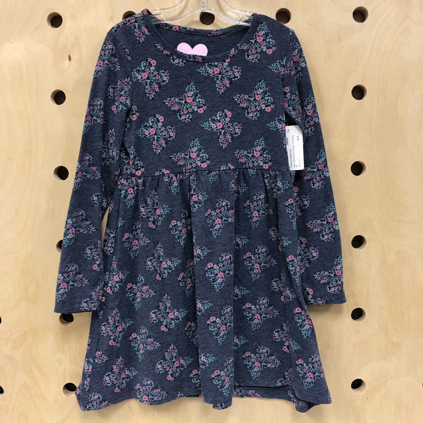 Navy Heathered Floral LS Dress