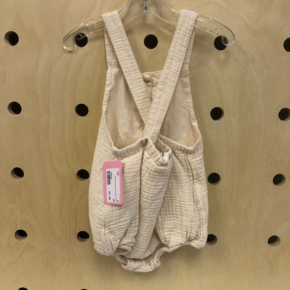 Cream Button Gauze Romper