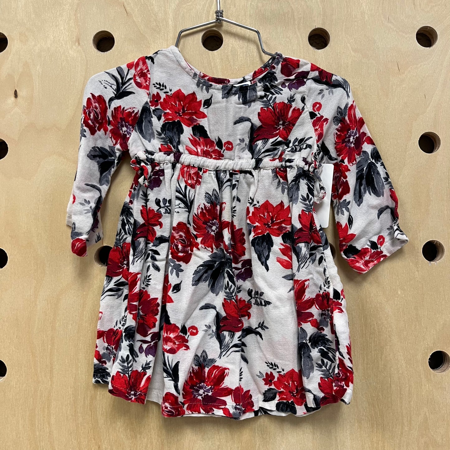 White + Red Floral Flowy Dress