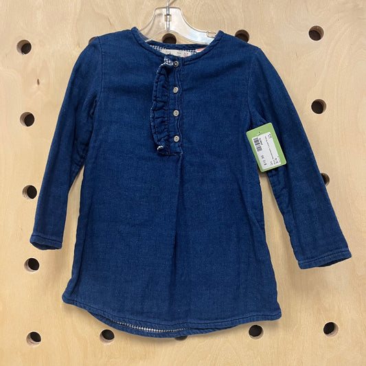 Blue Houndstooth Lined Dress