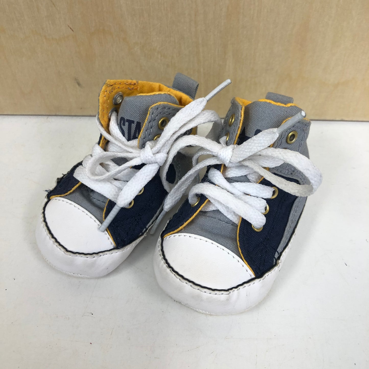 Grey + Blue Crib Shoes