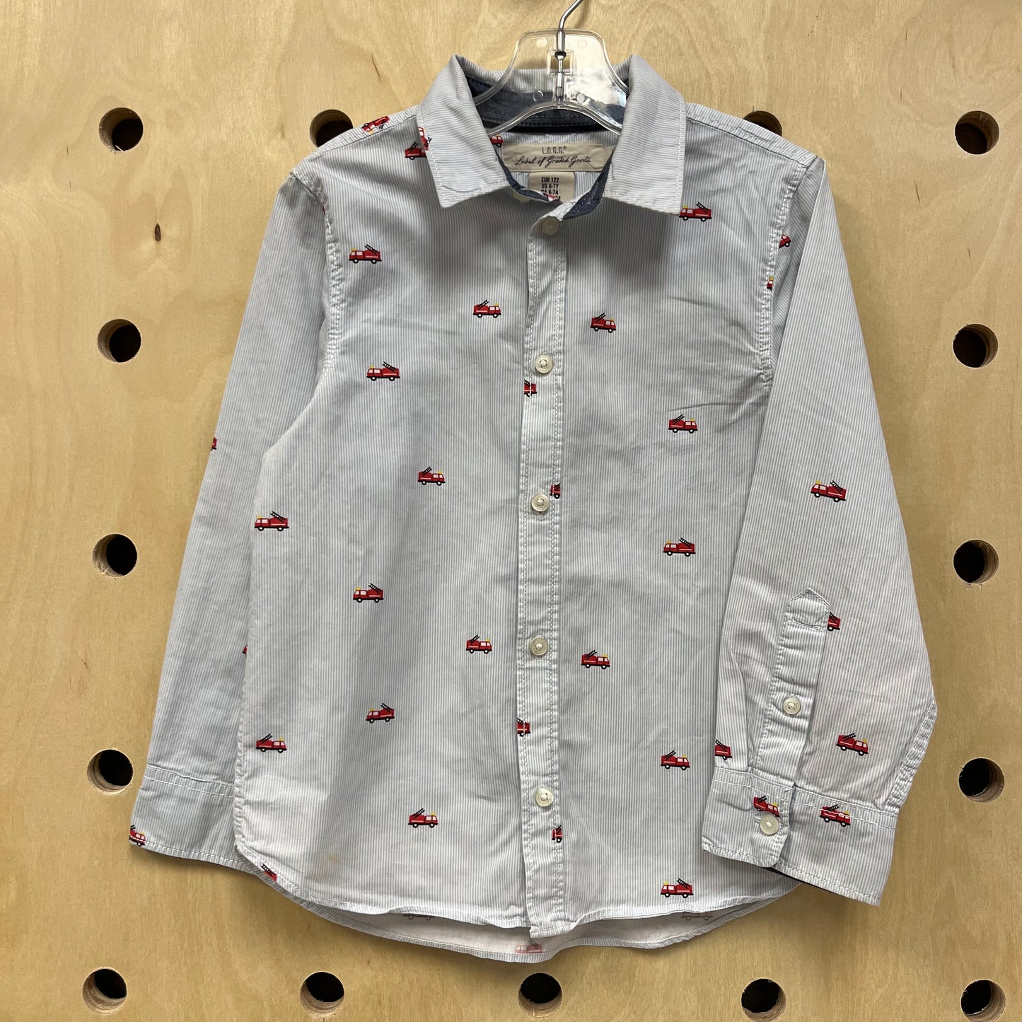 Blue Firetruck Button Up Shirt