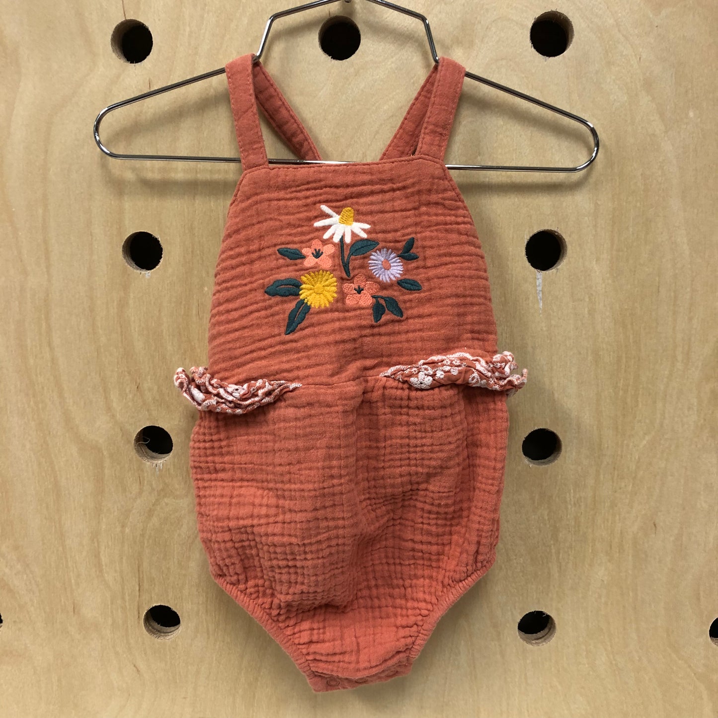 Orange Embroidered Romper